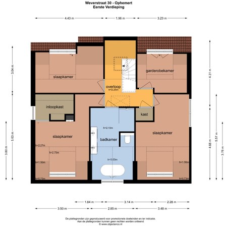 Floorplan - Weverstraat 30, 4061 AP Ophemert