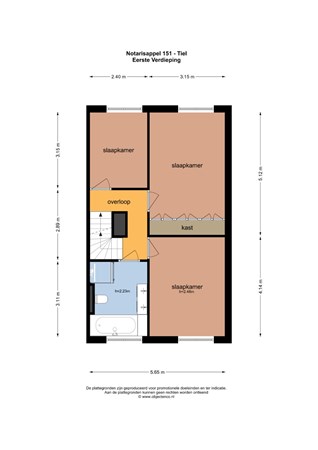 Floorplan - Notarisappel 151, 4007 ZD Tiel