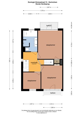 Floorplan - Koningin Emmastraat 13, 4205 BK Gorinchem