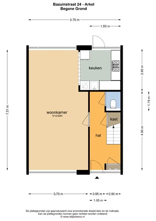 Floorplan - Bazuinstraat 24, 4241 CE Arkel