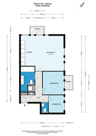 Floorplan - Scharlo 43B, 1815 CN Alkmaar