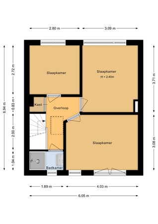 Zwanebloemlaan 55, 6832 HD Arnhem - Eerste verdieping - 2D.jpg