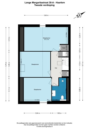 Lange Margarethastraat 30A, 2011 PM Haarlem - Lange Margaritastraat 30-A - Haarlem - 2e_verdieping - 2D.jpg