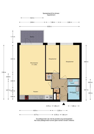 Spanjestraat 62, 1363 CM Almere - Spanjestraat 62-Appartement - 2D.jpg.jpg