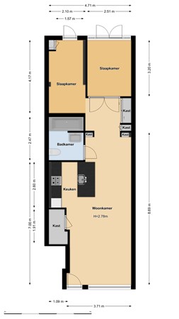 Floorplan - Groen van Prinstererstraat 80H, 1051 EP Amsterdam