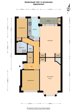 Floorplan - Stadionkade 138-1, 1076 BT Amsterdam
