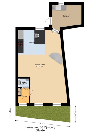 Floorplan - Heerenweg 38, 2231 CM Rijnsburg