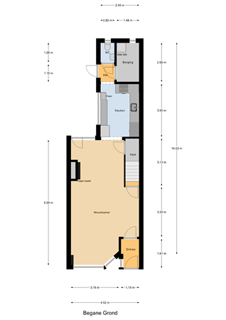 Floorplan - Deken Botsstraat 6, 5046 KB Tilburg