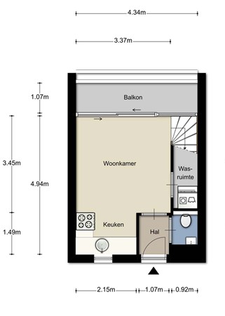 Floorplan - Kloosterstraat 49-10, 5038 VN Tilburg