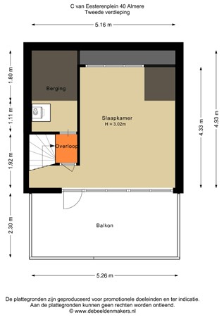 C. van Eesterenplein 40, 1333 KN Almere - Tweede verdieping - 2D.jpg