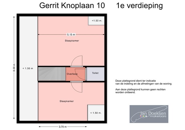 Gerrit Knoplaan 10, 8881 EH West-Terschelling - plattegrond Gerrit Knoplaan 10 1e verdieping.jpg