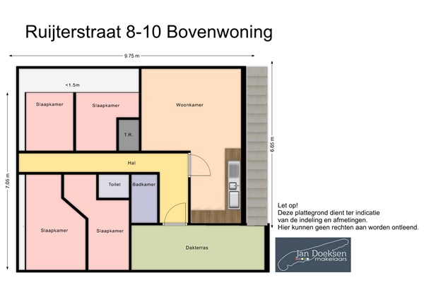 De Ruyterstraat 8, 8881 AM West-Terschelling - plattegrond Bovenwoning Ruijterstraat 8-10.jpg