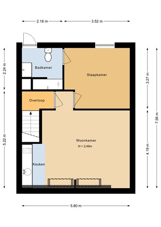 Koning Willem II straat 38, 4611 LE Bergen op Zoom - Tweede verdieping - 2D.jpg
