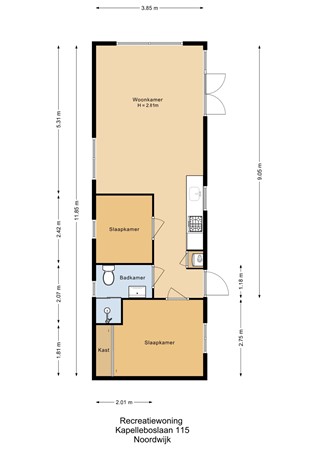 Floorplan - Kapelleboslaan 115, 2204 AJ Noordwijk