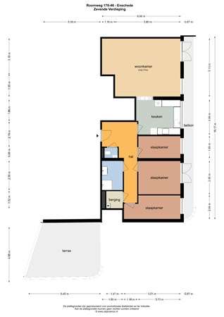 Plattegrond - Roomweg 170-46, 7523 BT Enschede 