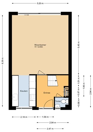 Floorplan - J.D. Zocherstraat 21, 1333 PC Almere