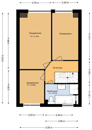 Floorplan - J.D. Zocherstraat 21, 1333 PC Almere