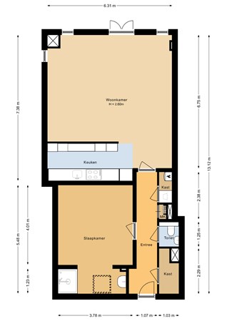 Floorplan - Kerkstraat 56c, 1354 AB Almere