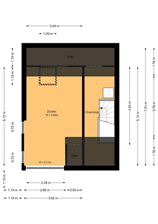 Floorplan - Lekstraat 47, 1316 PA Almere