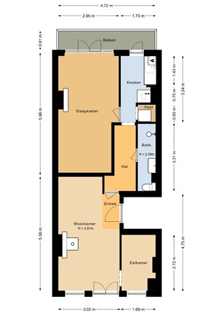 Floorplan - Derde Oosterparkstraat 142-2, 1092 EC Amsterdam