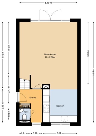Floorplan - Hark 40, 1611 LP Bovenkarspel