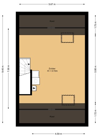 Floorplan - Kamerlingh Onnesstraat 53, 1341 BX Almere