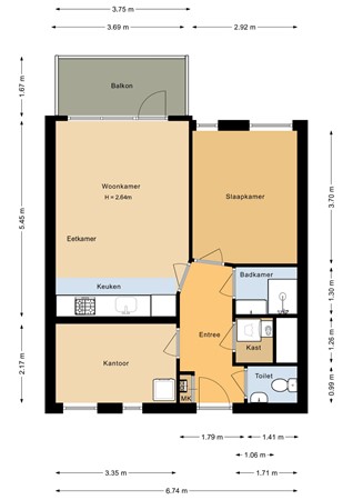 Floorplan - Tempo Doeloestraat 190, 1336 NB Almere