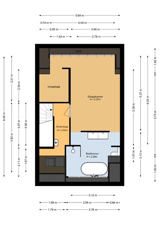 Floorplan - Marie Curiestraat 32, 1341 BM Almere
