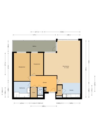Floorplan - Vollenhoveschans 76, 1324 HV Almere