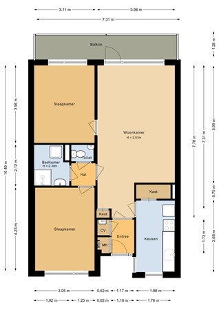 Floorplan - Leidenstraat 50, 1324 VN Almere