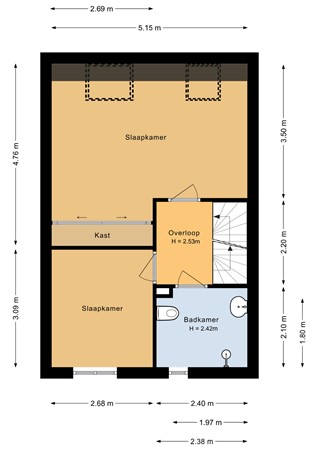 Floorplan - Marjoleinstraat 27, 1314 JP Almere