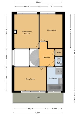 Floorplan - James Stewartstraat 9, 1325 JA Almere