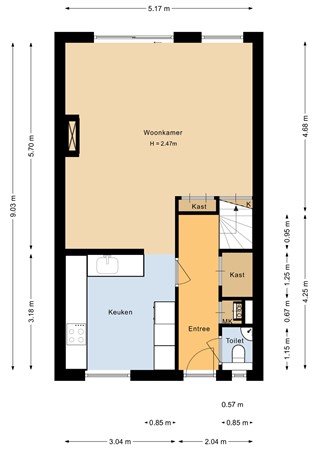 Floorplan - Waalstraat 55, 1316 ES Almere