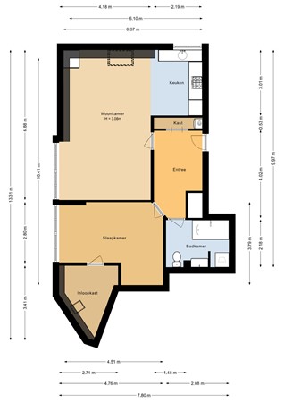 Floorplan - Wilhelminastraat 1, 6971 AJ Brummen