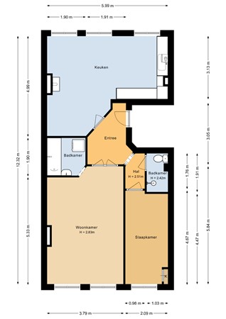Floorplan - Eerste Boerhaavestraat 3-2, 1091 RZ Amsterdam