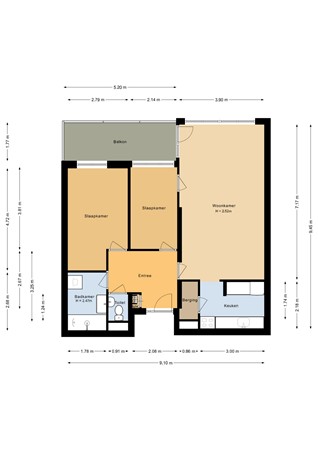 Floorplan - Vollenhoveschans 53, 1324 HV Almere