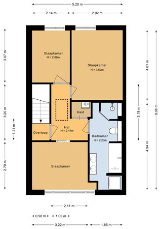 Floorplan - Meistraat 64, 1335 CB Almere