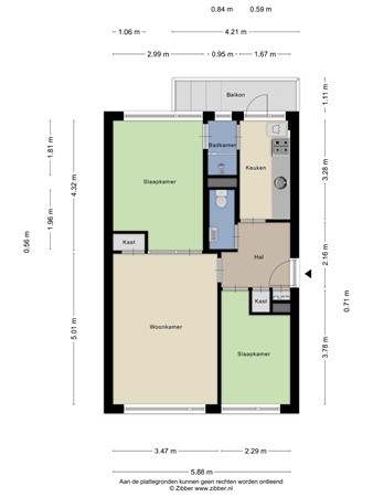 Floorplan - Eduard van Beinumstraat 39, 2324 KM Leiden