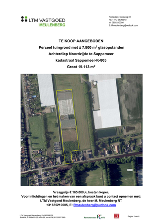 Brochure - Verkoopbrochure glastuinbouwbedrijf Achterdiep NZ Sappemeer, perceel Sappemeer-K-805.pdf - Achterdiep Noordzijde, 9611 BT Sappemeer
