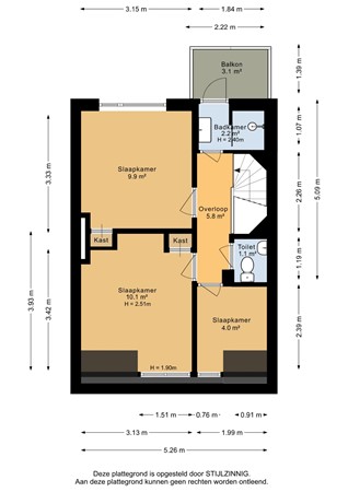 Jan Van Goyenstraat 4A, 9718 NX Groningen - Derde verdieping - 2D.jpg