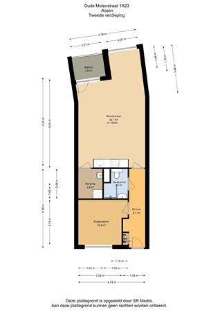 Oude-Molenstraat 1A23, 9401 DA Assen - Tweede verdieping - 2D.jpg
