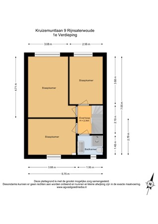 Kruizemuntlaan 9, 2465 BG Rijnsaterwoude - 1e Verdieping - 2D.jpg