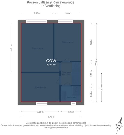 Kruizemuntlaan 9, 2465 BG Rijnsaterwoude - 1e Verdieping - markings.jpg