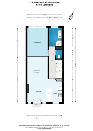 C.P.Tielestraat 9A, 3023 TA Rotterdam - C.P. Tielestraat 9-a - Rotterdam - 1e_verdieping - 2D.jpg