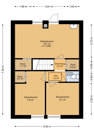 Meester Klokmanstraat 2, 9231 HM Surhuisterveen - Eerste verdieping - 2D.jpg