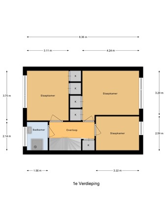 Tsjerkepaed 21, 9287 LR Twijzelerheide - plattegrond 1e verd Tsjerkepaed 21.jpg