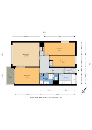 Zwedenburg 166, 2591 BK Den Haag - Plattegrond Zwedenburg 166 6e - 2D.jpg