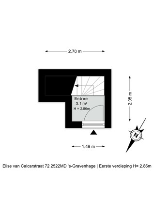 Elise van Calcarstraat 72, 2522 MD Den Haag - Plattegrond Elise van Calcarstraat 72, 2522MD 's-Gravenhage - Eerste verdieping - 2D.jpg