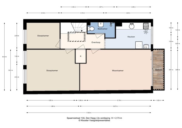 Spaarnestraat 13A, 2515 VL Den Haag - Spaarnestraat 13A - 2e verdieping - 2D.jpg