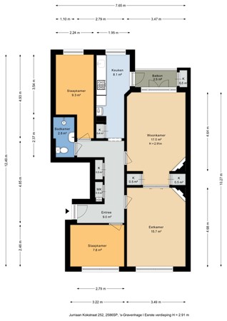 Jurriaan Kokstraat 252, 2586 SP Den Haag - Plattegrond Jurriaan Kokstraat 252 1e - 2D.jpg